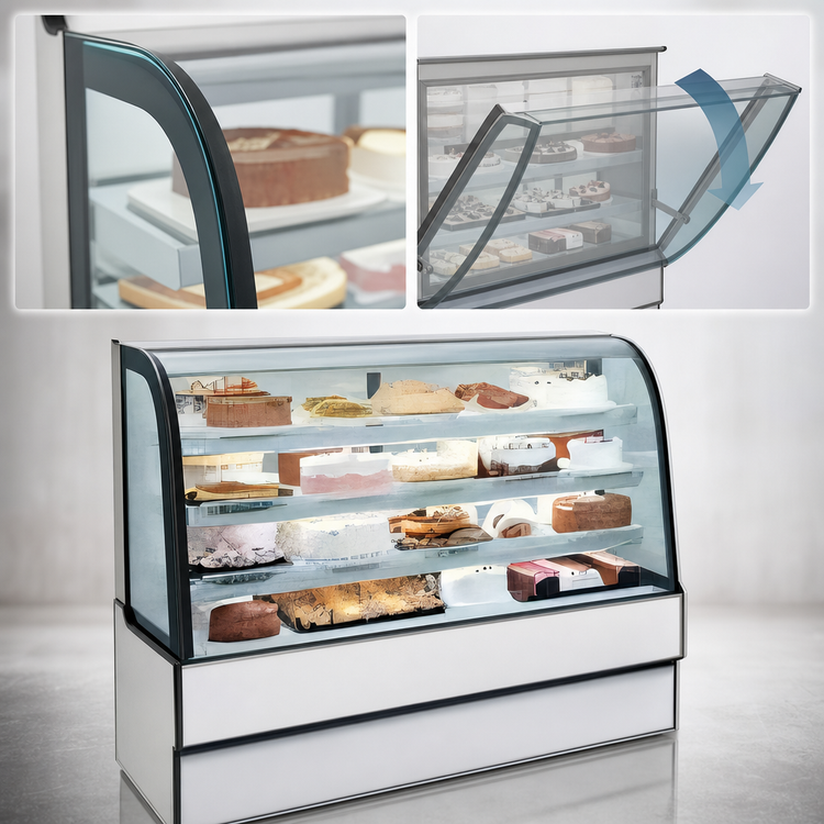Product image #4 for Curved Glass Refrigerated Bakery Display Case, 77.13-Inch Wide x 48-Inch High, Self-Contained