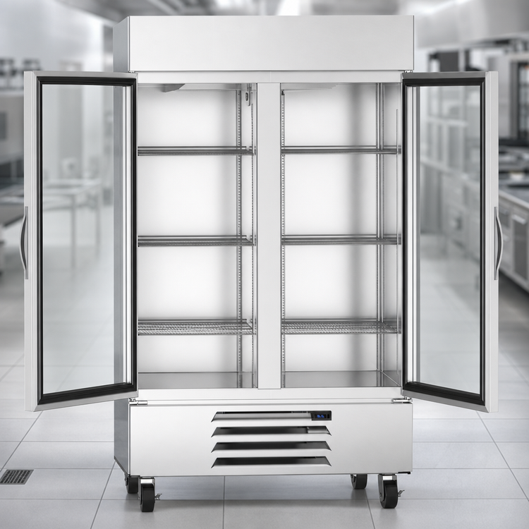 Product image #4 for Beverage-Air Horizon Series Two-Section Glass Door Reach-In Refrigerator, 40.2 Cu. Ft., Bottom-Mounted Self-Contained