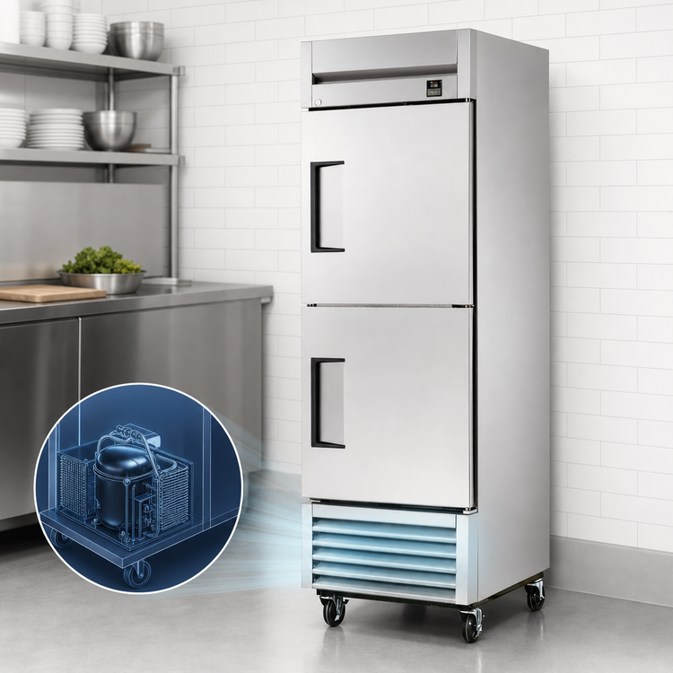 Product image #4 for True One-Section Reach-In Refrigerator with 2 Solid Half Swing Doors, Stainless Steel, Bottom-Mounted Self-Contained Refrigeration