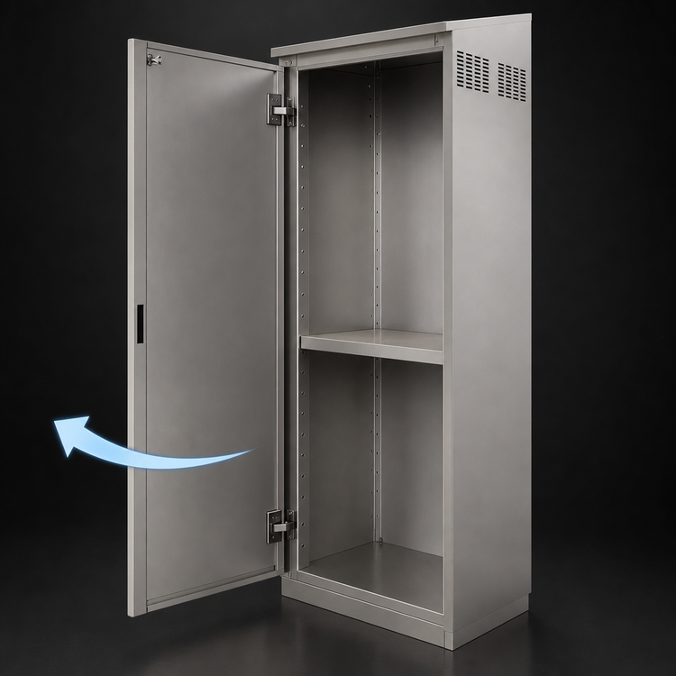 Product image #4 for Advance Tabco Freestanding Stainless Steel Underbar Storage Cabinet, 25-3/16 Inch W x 22-3/4 Inch D x 84 Inch H, Left-Hinged Door, Fixed Shelf