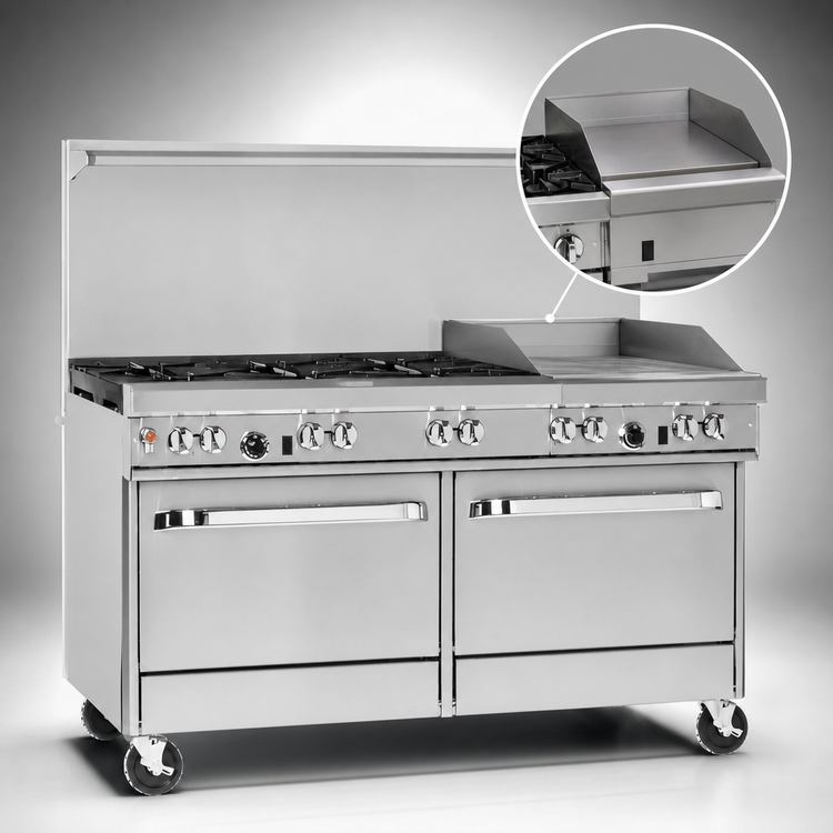 Product image #4 for Southbend Ultimate 60-Inch Gas Restaurant Range with 6 Burners, Right Griddle/Broiler, and 2 Cabinets