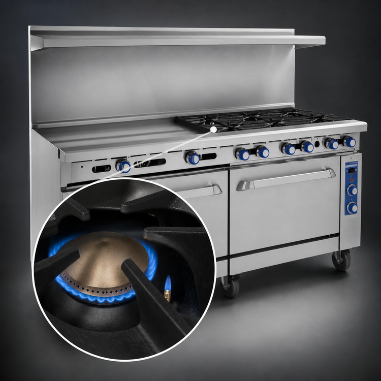 Product image #4 for Imperial Pro Series 72-Inch Gas Restaurant Range with 6 Open Burners, 6 Step-Up Burners, and 2 Convection Ovens