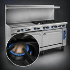 Thumbnail image #4 for Imperial (Middleby) Pro Series IR-12-SU-CC 72-Inch Gas Restaurant Range with 6 Open Burners, 6 Step-Up Burners & 2 Convection Ovens