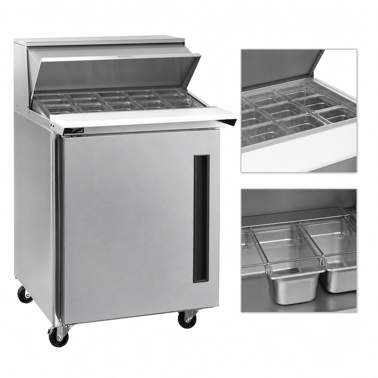 Product image #4 for Centerline by Traulsen 27-Inch One-Section 12-Pan Mega Top Prep Table Refrigerator with Solid Left-Hinged Door