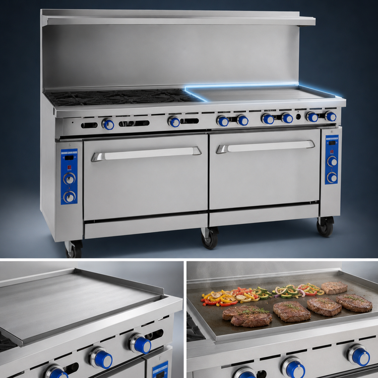Product image #4 for Imperial Pro Series IR-8-G24-XB 72-Inch Gas Restaurant Range with 8 Open Burners, 24-Inch Griddle, Standard Oven & Cabinet Base