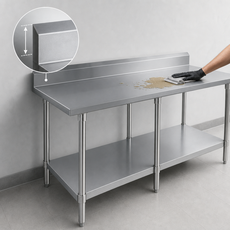 Product image #4 for BK Resources 84" x 30" Stainless Steel Work Table with 5" Backsplash and Galvanized Undershelf