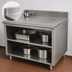 Thumbnail image #4 for 96 Inch x 24 Inch Stainless Steel Work Table with Open Front Cabinet Base, Mid-Shelf, and 5 Inch Backsplash