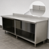Thumbnail image #4 for Advance Tabco Special Value Series 96 x 30 Inch Open Base Work Table with 5-Inch Backsplash, 16-Gauge 304 Stainless Steel Top