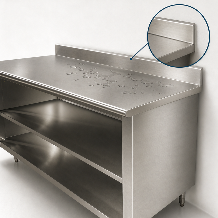 Product image #4 for Advance Tabco Special Value Economy 72 Inch x 24 Inch 16 Gauge Stainless Steel Open Base Work Table with 5 Inch Backsplash and Mid Shelf