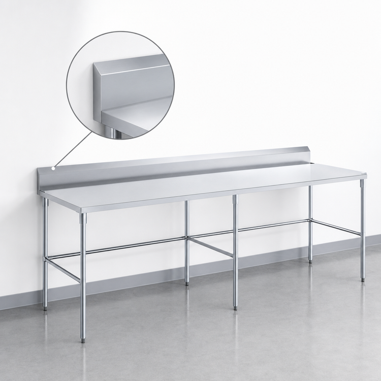 Product image #4 for Sapphire 108-Inch Stainless Steel Underbar Work Table with 5-Inch Backsplash and Open Galvanized Base