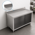 Thumbnail image #4 for John Boos Stainless Steel Work Table with Open Front Cabinet Base and 5-Inch Backsplash, 72 x 24 Inches