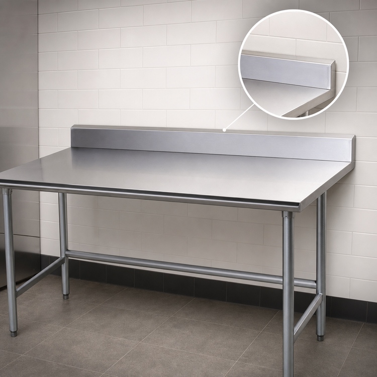 Product image #4 for Advance Tabco 108-Inch x 36-Inch Stainless Steel Work Table with 5-Inch Backsplash and Open Base