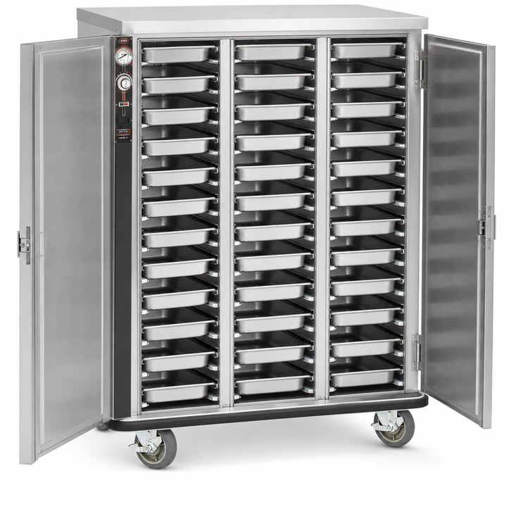 Product image #5 for FWE Mobile Heated Holding Cabinet, 45 Full-Size Pan Capacity, 3-Section, Humi-Temp Heat & Humidity System