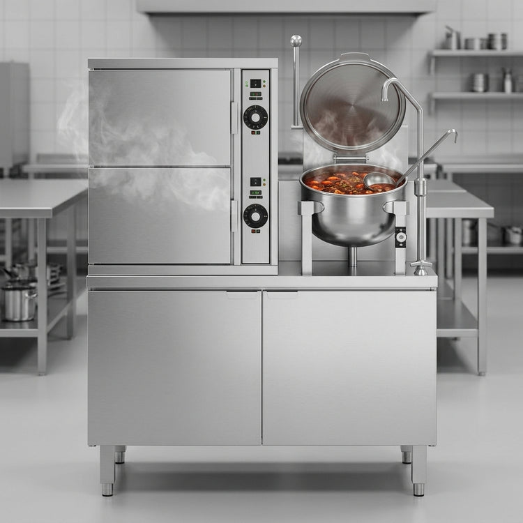 Product image #3 for Crown ECX-2-6 Two-Compartment Electric Convection Steamer with 6 Gallon Kettle