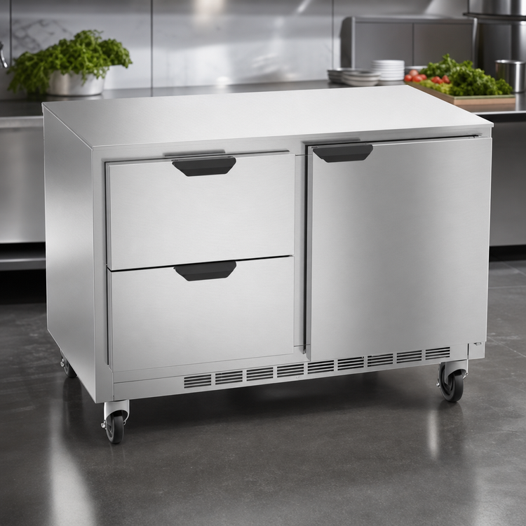 Product image #4 for Beverage Air 48-Inch Two-Section Undercounter Freezer With 2 Drawers and 1 Solid Door