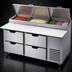 Thumbnail image #4 for Beverage-Air 67-Inch Two-Section Pizza Prep Table with 4 Drawers