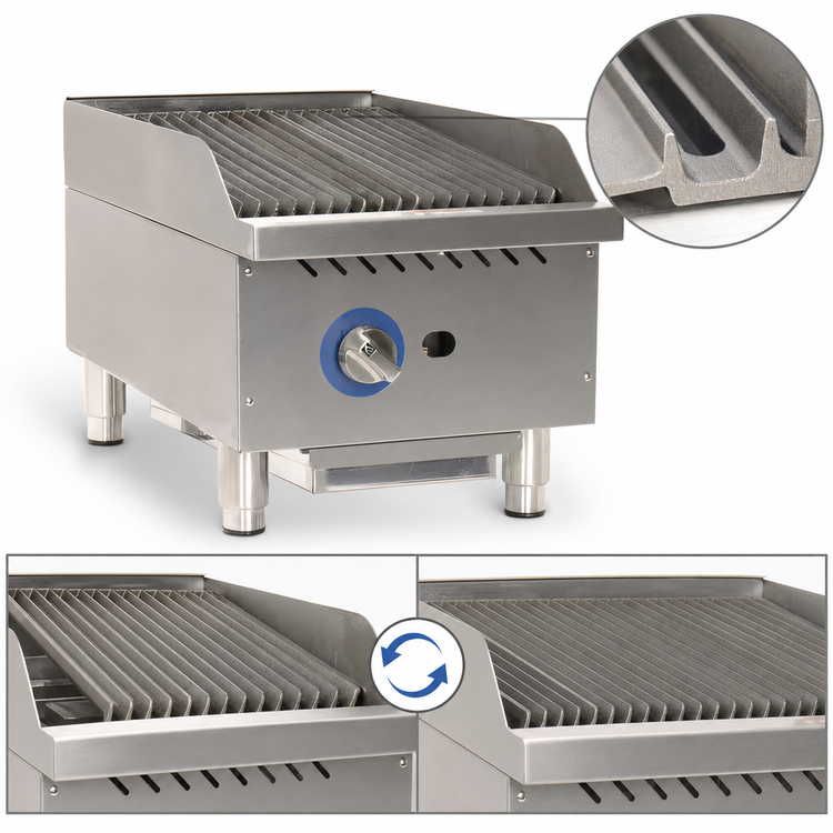 Product image #4 for Globe 15-Inch Natural Gas Countertop Radiant Charbroiler with Stainless Steel Radiant Covers