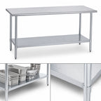 Thumbnail image #4 for Duke Manufacturing 314-3684 84-Inch Stainless Steel Work Table with Galvanized Undershelf, 36-Inch High, Flat Top
