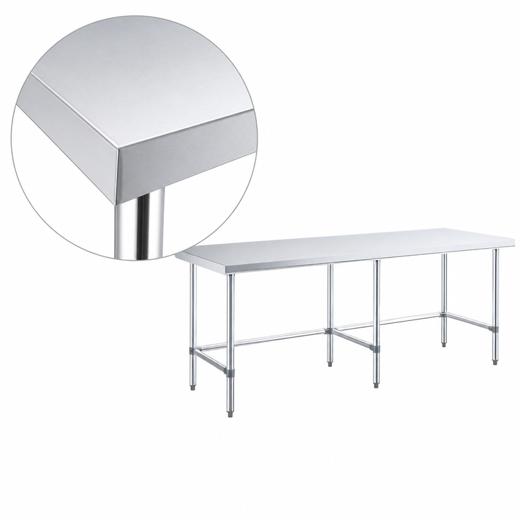 Product image #4 for Sapphire 84-Inch x 24-Inch Stainless Steel Work Table with Flat Top and Open Galvanized Base