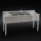 Thumbnail image #4 for Eagle Group 1800 Series B8C-4-18 96-Inch Four-Compartment Underbar Sink with Dual Drainboards, 304 Stainless Steel