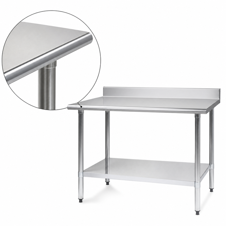Product image #4 for Deluxe Series 84-Inch x 30-Inch Stainless Steel Work Table with 4-1/2-Inch Backsplash and Undershelf