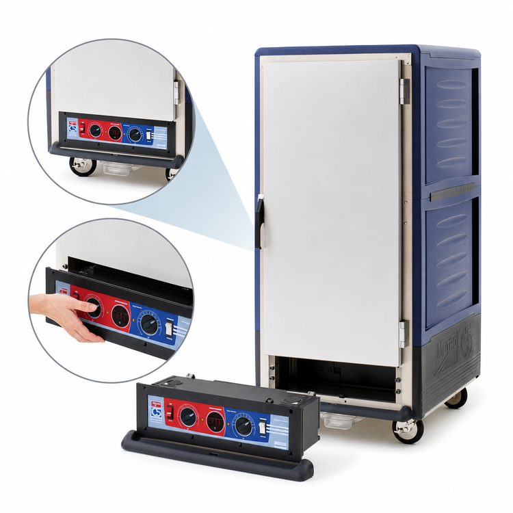 Product image #4 for Metro C5 3 Series 3/4 Height Combination Proofing and Holding Cabinet, Low Watt, Blue Insulation Armour, Full-Length Solid Doors