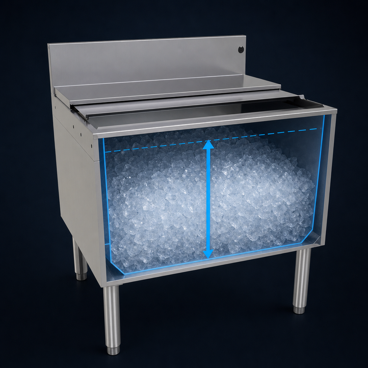 Product image #4 for Glastender Extra Deep Underbar Ice Bin with 10-Circuit Cold Plate, 30" W x 24" D, 147 lb. Ice Capacity