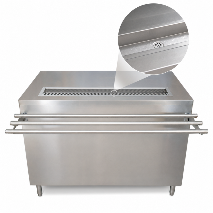 Product image #4 for 72-Inch Stainless Steel Self-Serve Beverage Counter with Sliding Doors and Urn Trough