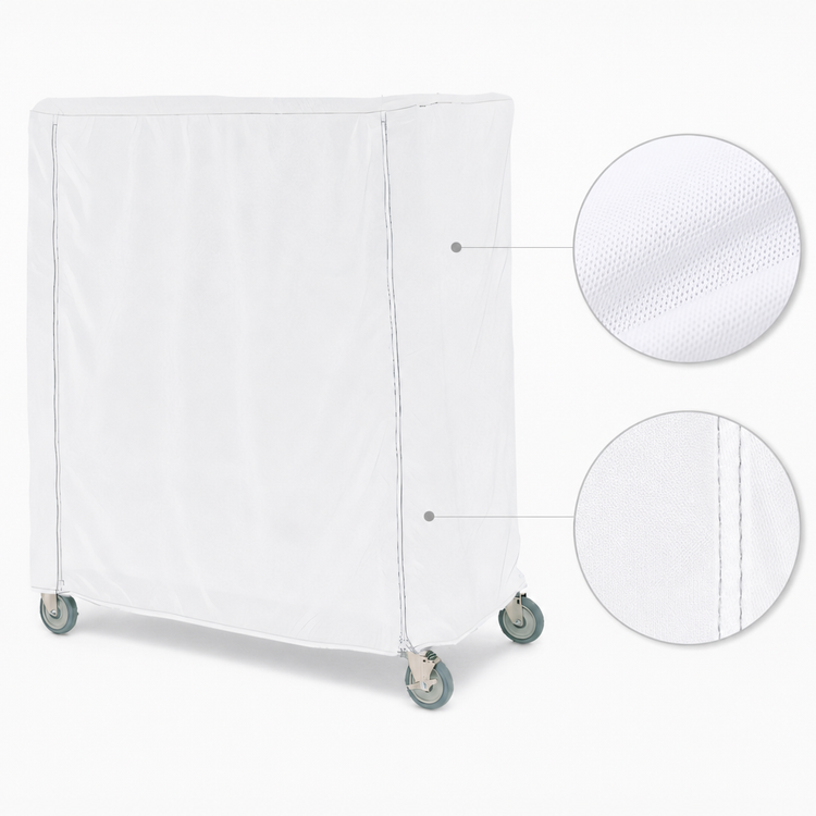 Product image #4 for Metro White Knitted Polyester Cart Cover for 60"W x 21"D x 74"H Banquet Carts