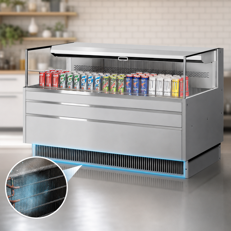 Product image #4 for Turbo Air Low-Profile Horizontal Open Display Merchandiser, 8 Cu. Ft., Deck Only, Self-Contained Refrigeration