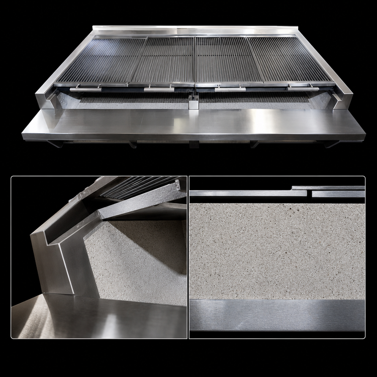Product image #4 for Titan 36-Inch Modular Solid Fuel Broiler with Stainless Steel Exterior and Steel Bar Grates
