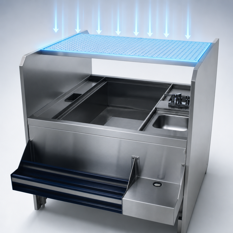 Product image #4 for Advance Tabco Prestige Supreme 44-Inch x 42-Inch Double Beverage Service Station with Right-Side Pass-Thru Ice Bin and 10-Circuit Cold Plate