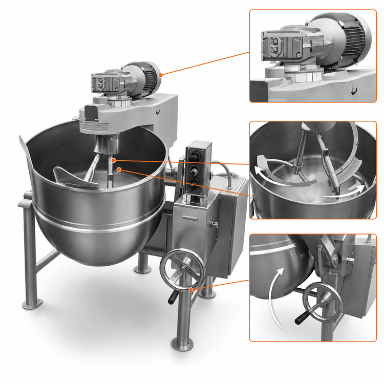 Product image #4 for Groen DL-40 TA/3 40-Gallon 2/3 Jacketed Tilting Direct Steam Cooker/Mixer Kettle with Twin Shaft Agitator