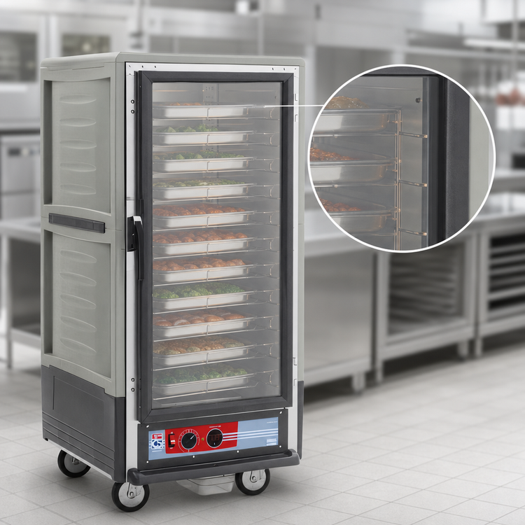Product image #4 for Metro C5 3 Series 3/4-Height Heated Holding Cabinet, Gray Insulation Armour, Clear Polycarbonate Door, Mobile, Low Watt