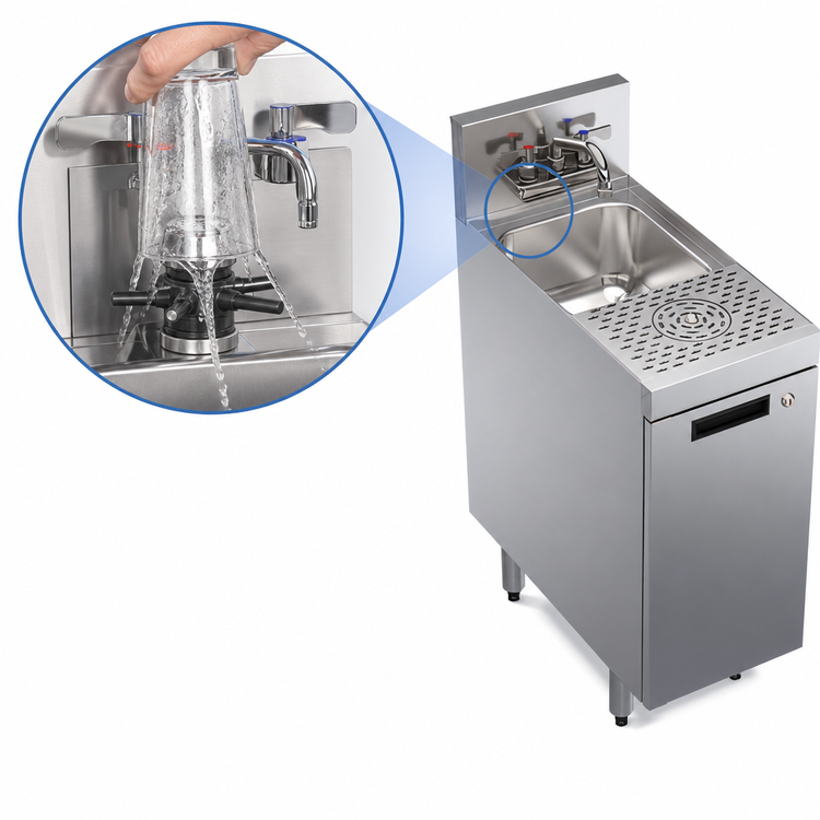 Product image #4 for Krowne Royal Series Underbar Speed Unit with Cabinet Base and Glass Rinser, 12-Inch W x 24-Inch D