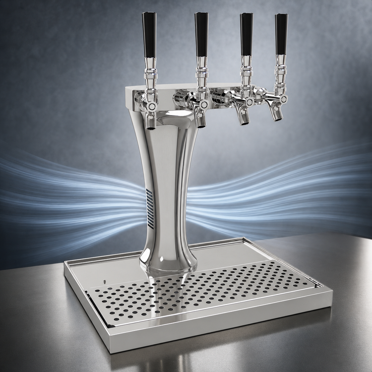 Product image #4 for Glastender Cobra 4-Faucet Countertop Air-Cooled Draft Beer Dispensing Tower, Mirror Finish