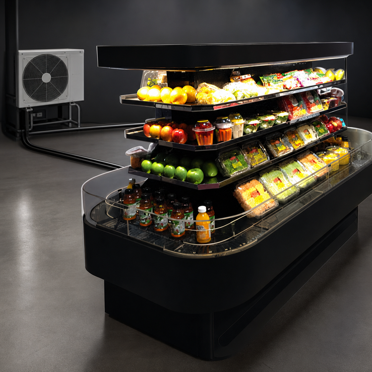 Product image #4 for Howard-McCray 42 Series Island Open-Air Merchandiser Cooler, 84" W, Remote Refrigeration, Black, LED Top