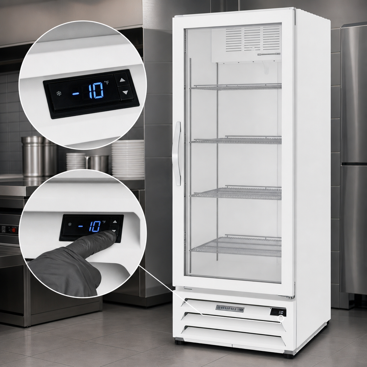 Product image #4 for Beverage Air MarketMax 1-Section Reach-In Glass Door Freezer Merchandiser, 11.9 Cu. Ft., White, Bottom-Mount, 115V