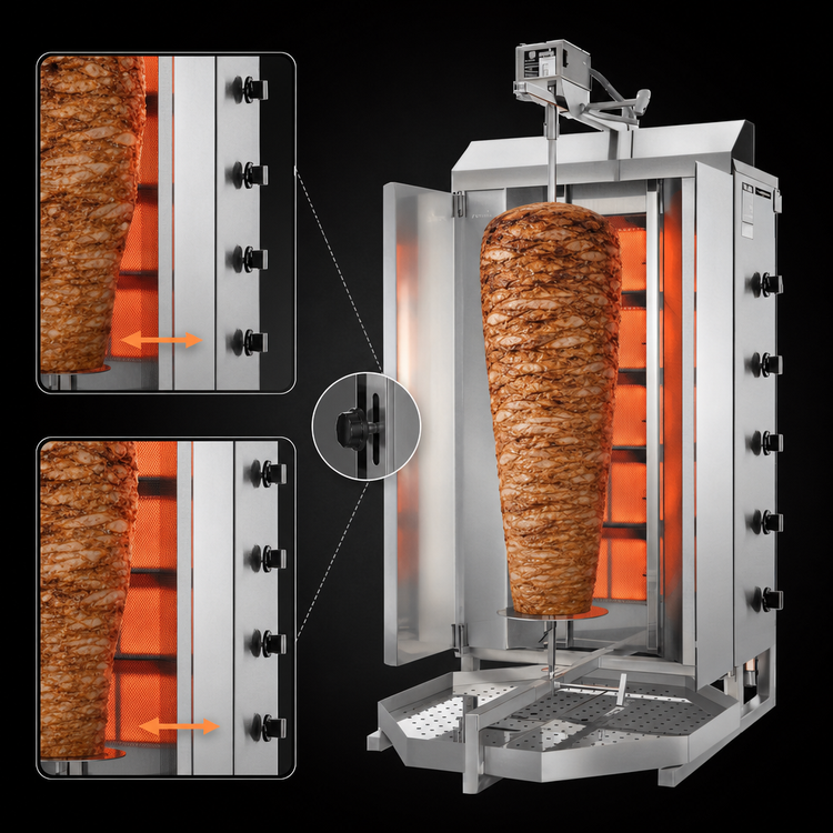 Product image #4 for Trento Potis Natural Gas 5-Burner Doner Kebab Machine / Vertical Broiler