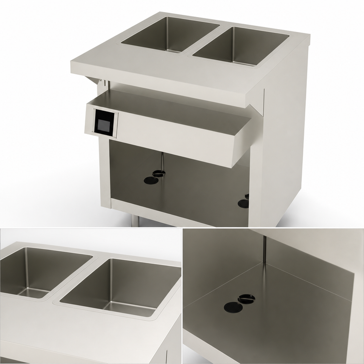 Product image #4 for Thurmaduke EW-2-DLSS Deluxe Ganged Electric Waterless Well Unit, 2-Pan