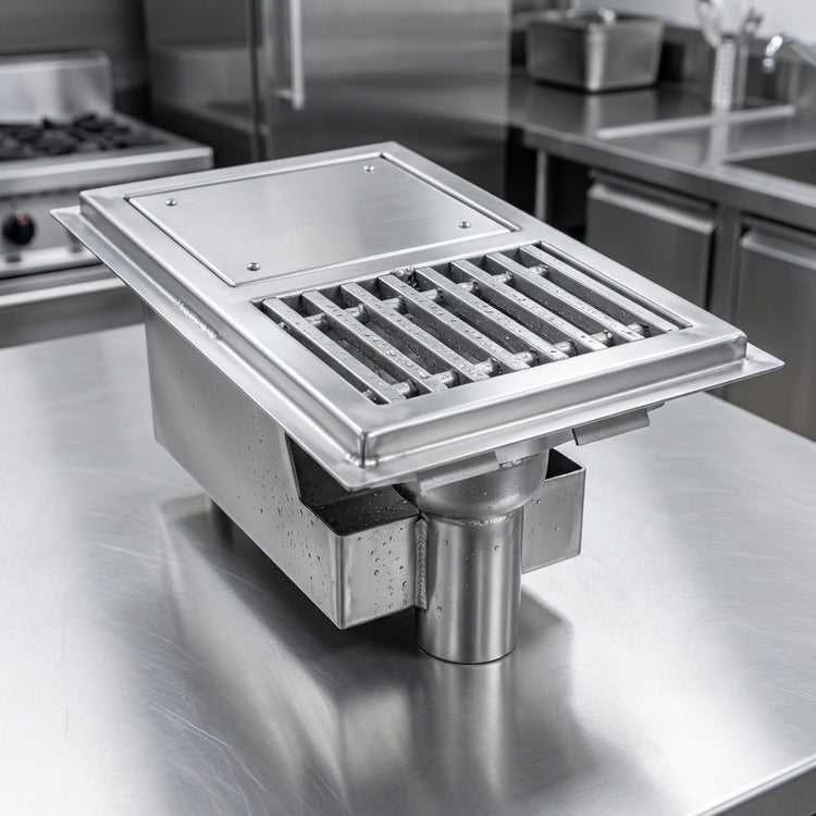 Product image #3 for Eagle Group ASWTFT-2436-SG Anti-Splash Cool Trough Water Tempering System with Grated Floor Drain, 36"W x 24"D