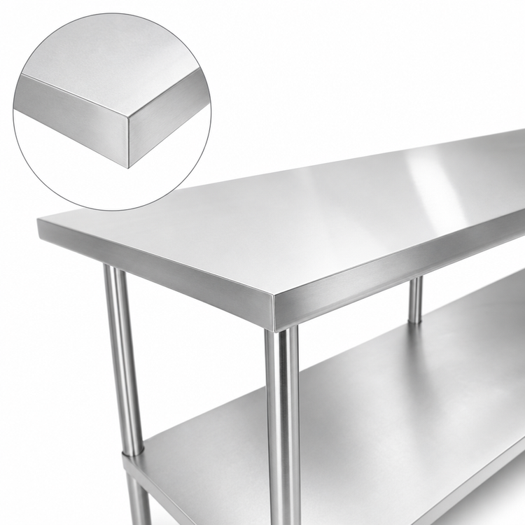 Product image #4 for Sapphire 108-Inch x 24-Inch Stainless Steel Work Table with Undershelf, 16-Gauge 304 Top