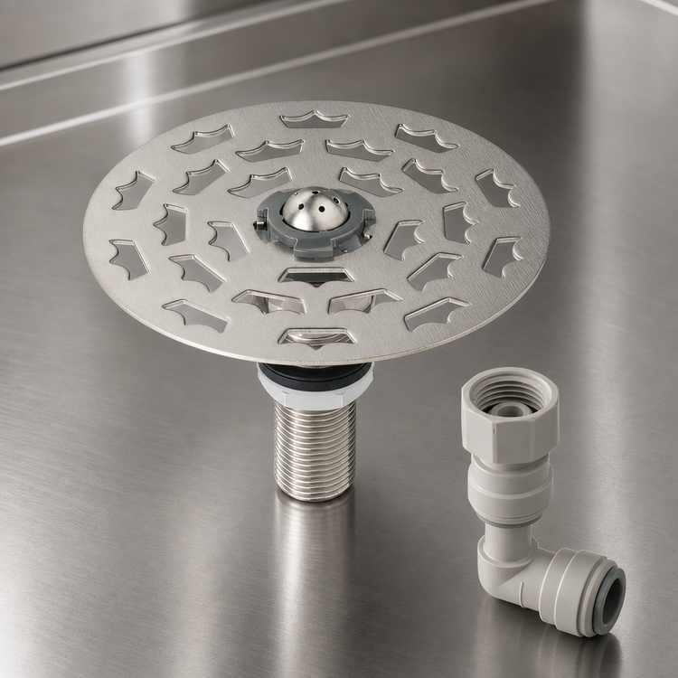 Product image #4 for Krowne Royal Series Underbar Drop-In Glass Rinser, 4-1/2 Inch Diameter, Stainless Steel, Perforated Grid
