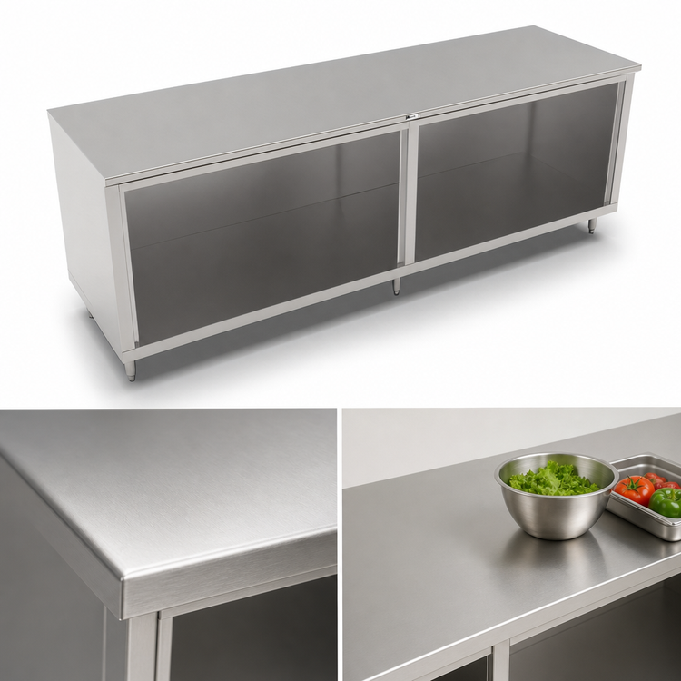 Product image #4 for John Boos Open Front Cabinet Base Stainless Steel Work Table, 144 x 24 Inches, 14-Gauge 300-Series Top