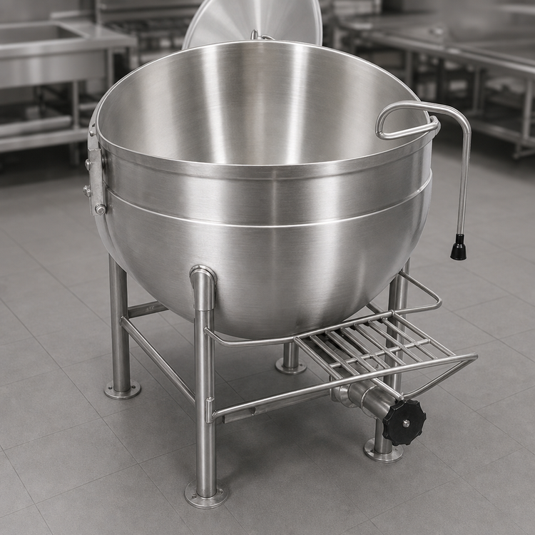 Product image #4 for Legion LS-125 125-Gallon Stationary Direct Steam Kettle with Full Jacket and 304 Stainless Steel Liner