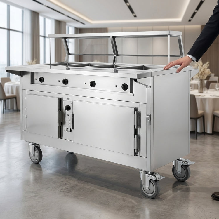 Product image #3 for Atlas Metal BLH-3-H 3-Well Electric Mobile Hot Food Serving Counter