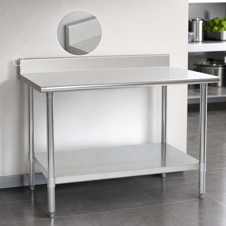Product image #4 for Eagle Deluxe Series Stainless Steel Work Table with 4-1/2-Inch Backsplash and Adjustable Undershelf, 84 x 36 Inches