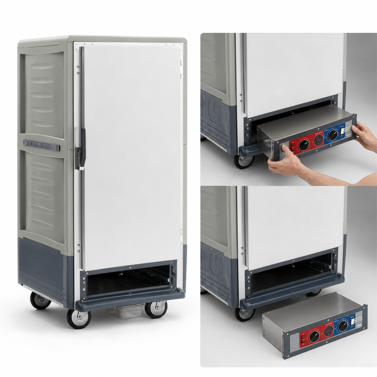 Product image #4 for Metro C5 3 Series 3/4 Height Heated Holding and Proofing Cabinet, Gray, Combination Module, Full-Length Solid Doors, Lip Load Slides