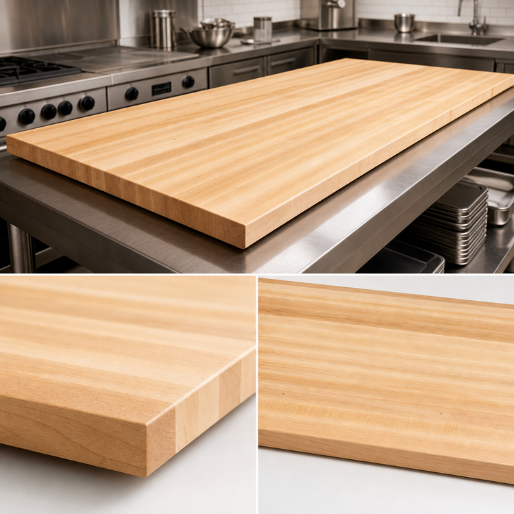 Product image #4 for John Boos Boos Block Northern Hard Rock Maple Edge-Grain Kitchen Countertop, 96 x 32 x 1-1/2 Inch, Varnique Finish