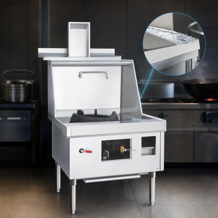 Product image #4 for York 36-Inch Gas Single-Chamber Wok Range with Water-Cooled Top and Chinese Swing Faucet